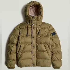 NWT! RAW G-Star Antic Green Puffer Jacket with Hood, Size M
